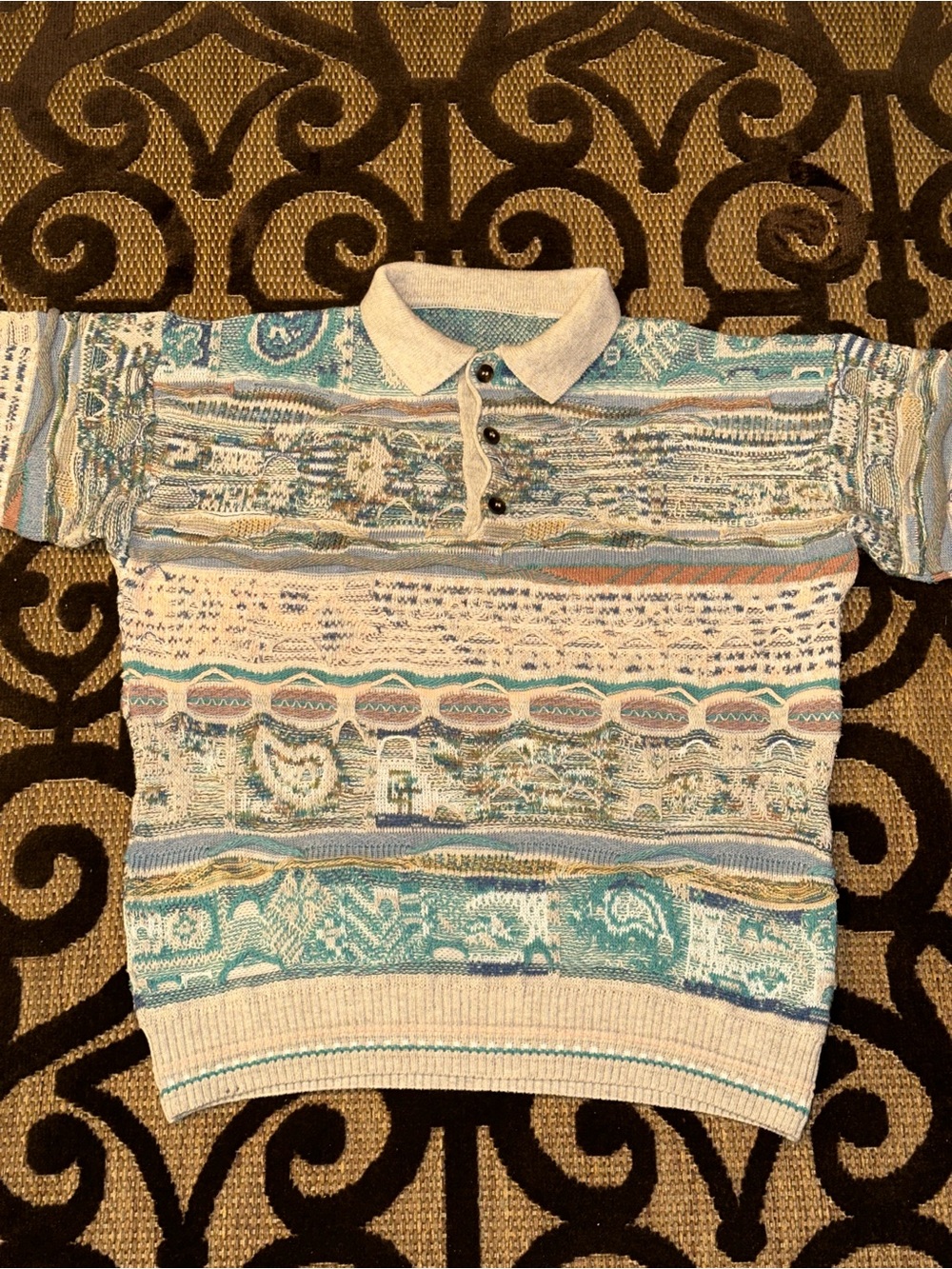 VTG 90s 00s Multicolor 3D Knit Cosby Coogi Style Sweater Men’s MEDIUM